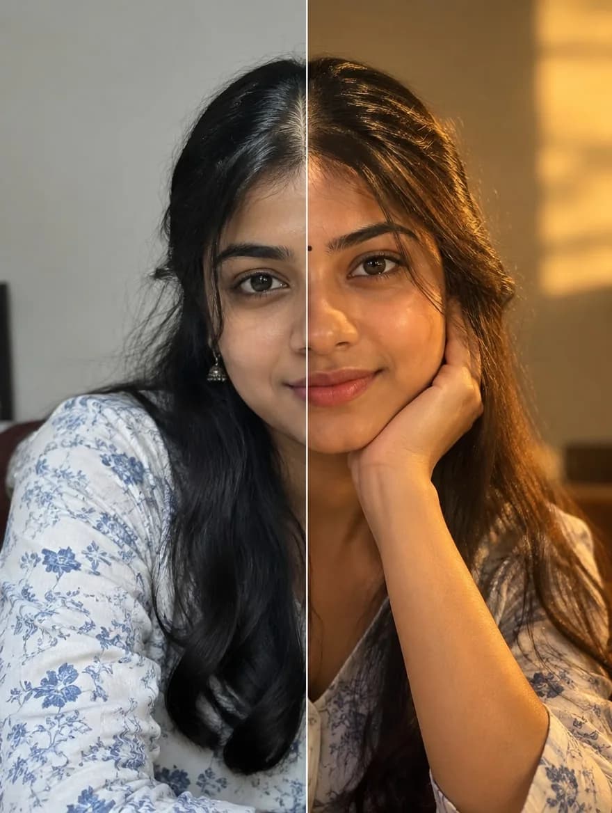 Split-Screen Before-and-After Glow