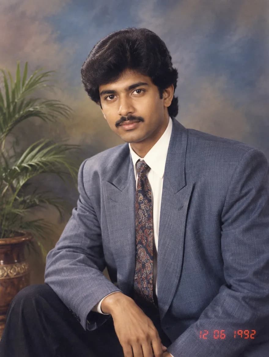 1980s Old Studio Portrait with Date Stamp