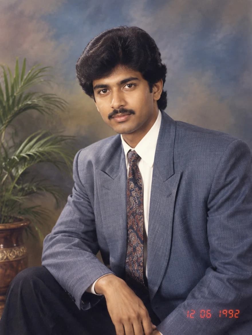 1980s Old Studio Portrait with Date Stamp