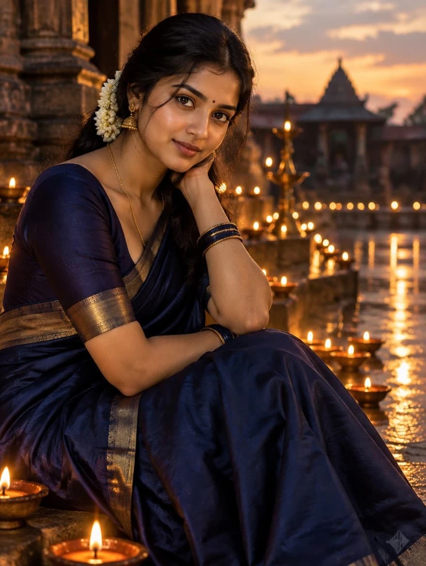 Temple Courtyard Diya Glow