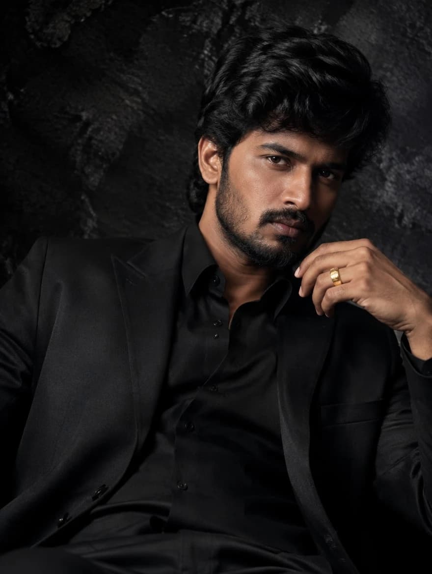 All-Black Monochromatic Studio Portrait