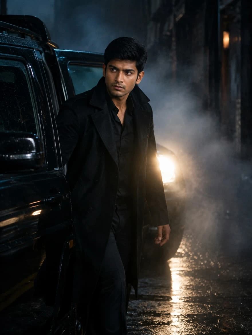 Cinematic Dark Alley SUV Entry